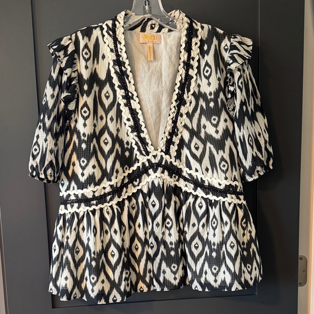 Anthropologie Peplum Patterned Blouse